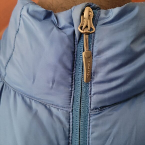 Marmot Mens Blue Insulated Puffer Jacket L 800 Fill Down Polyester Warm Winter C - Picture 8 of 9